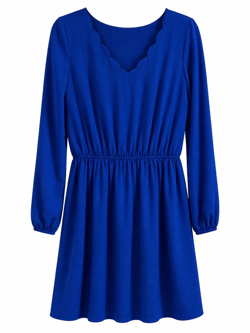 Apt. 9 Royal Blue Long Sleeve Scallop Neck Dress